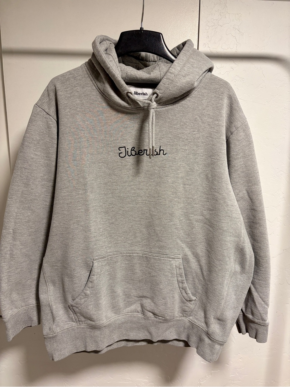 Jiberish Embroidered Gray Hoodie Sweatshirt
